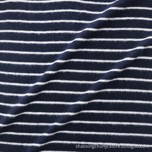 Atmungsaktiv hochwertig Rayon80% Polyester18% spandex2% Streifen Muster Lose Single Jersey Strick -Hemd -Stoff für Männer Frauen